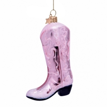 christmas ornament cowboy boot - light pink