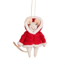 christmas ornament mouse in puffer jacket, felt