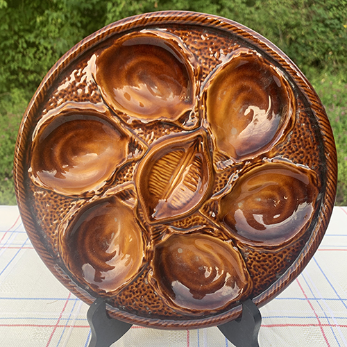 oyster plate - brown