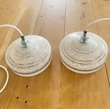 glass lampshades pair - white/silver