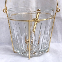 ice bucket crystal glass with gold/black handle