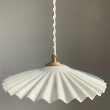 glass lampshade with white collar