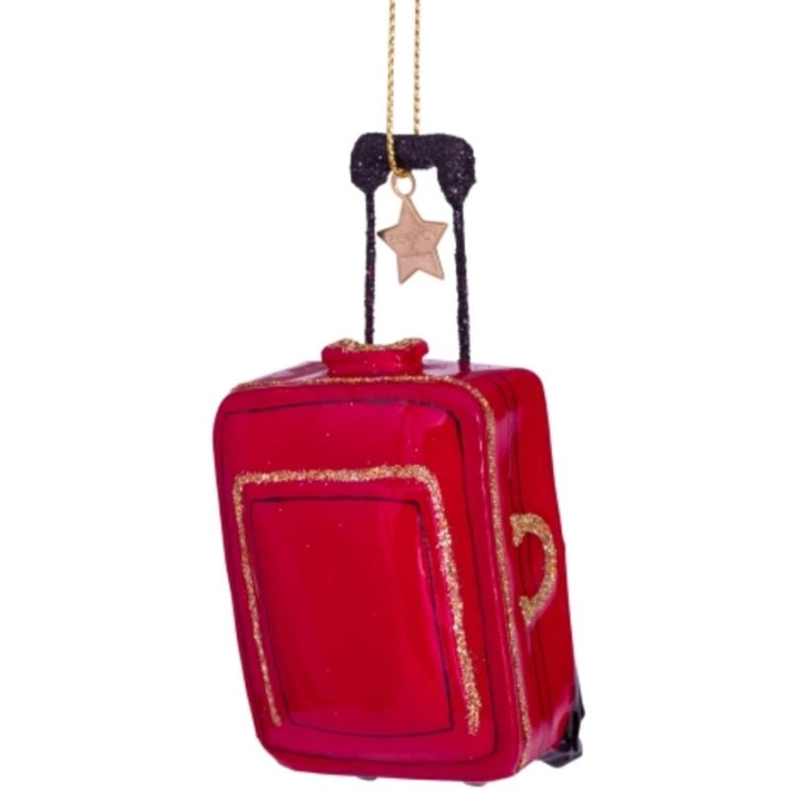 christmas ornament suitcase - red