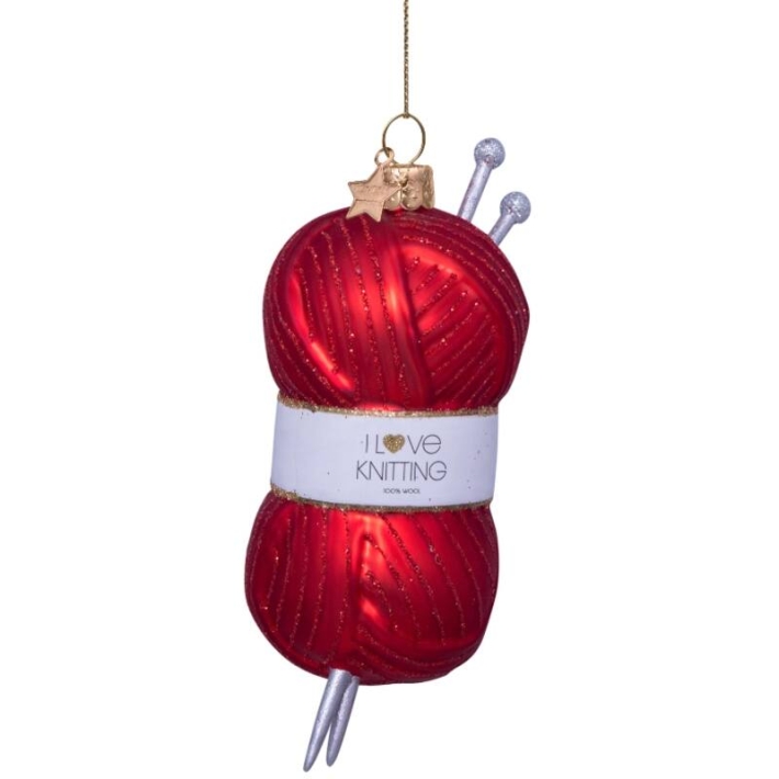 christmas ornament red knitting yarn - red