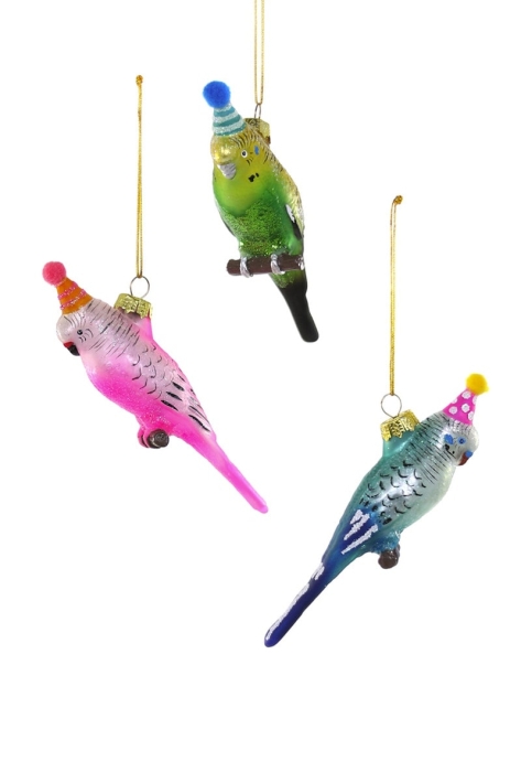 christmas ornament party parakeet