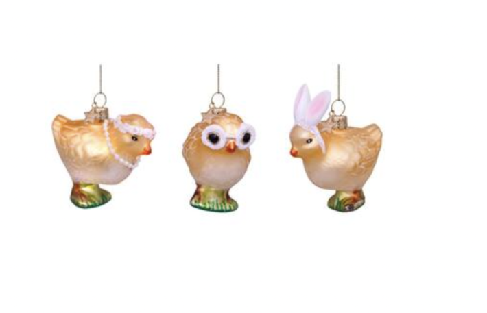 christmas ornament set easter three chickens