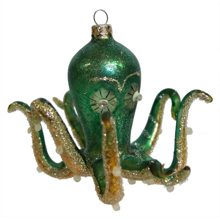 Cody Foster kerstbal kitsch octopus - groen